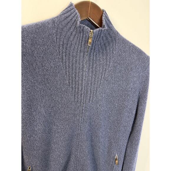Corneliani Men's Wool Cashmere Ribbed High Neck Full Zip Sweater Blue Sz 48 /M - Picture 12 of 12
